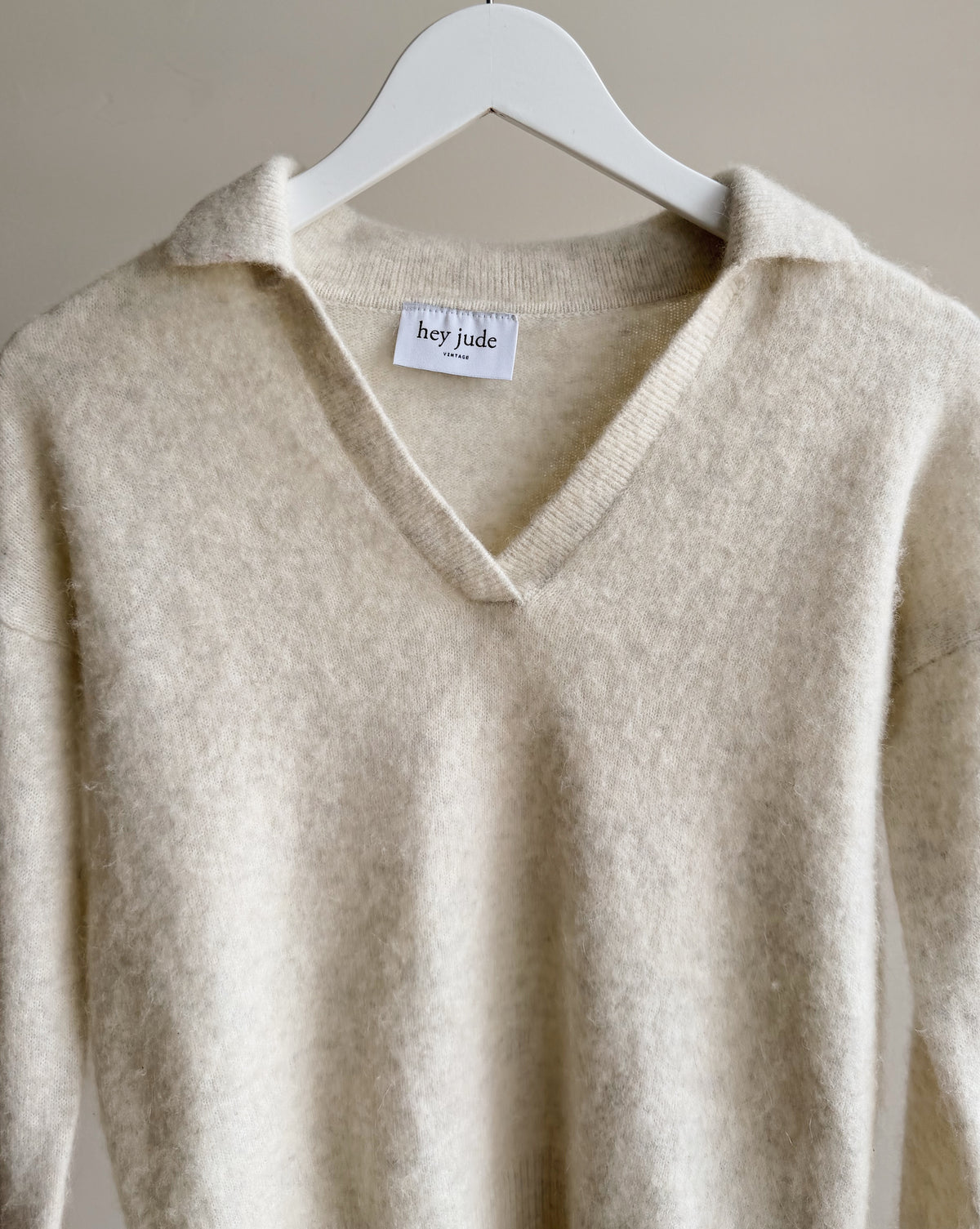 Ash Collared V-Neck Jumper - Hey Jude