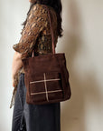 Chocolate Suede Leather Tote