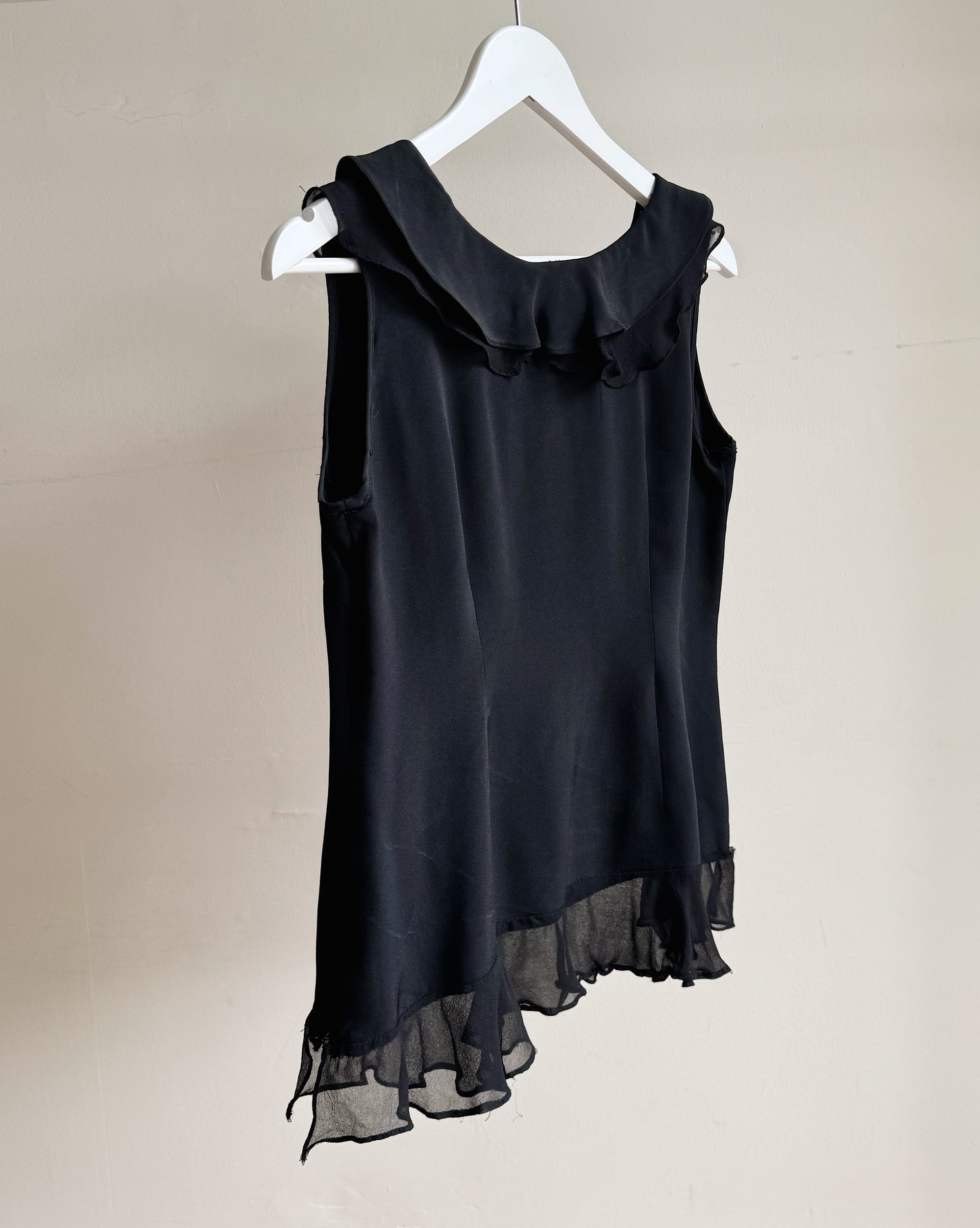 Black Silk Ruffle Tank - Hey Jude