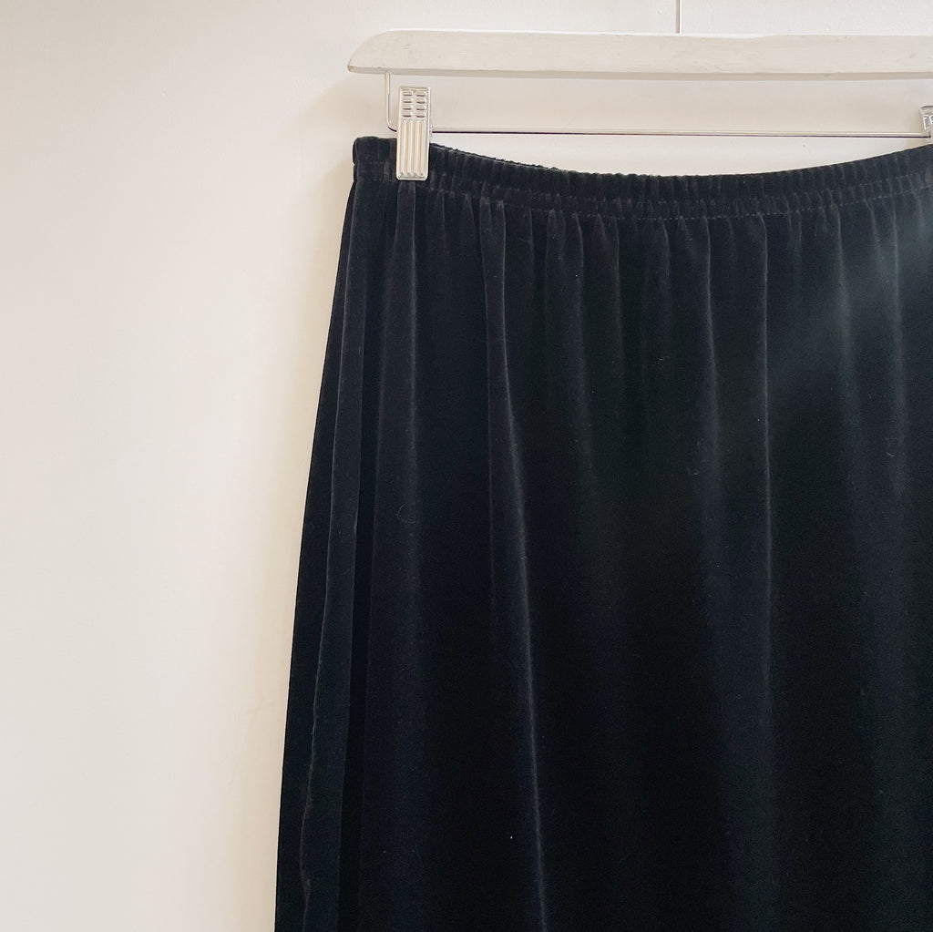 Black Crushed Velvet Maxi Skirt