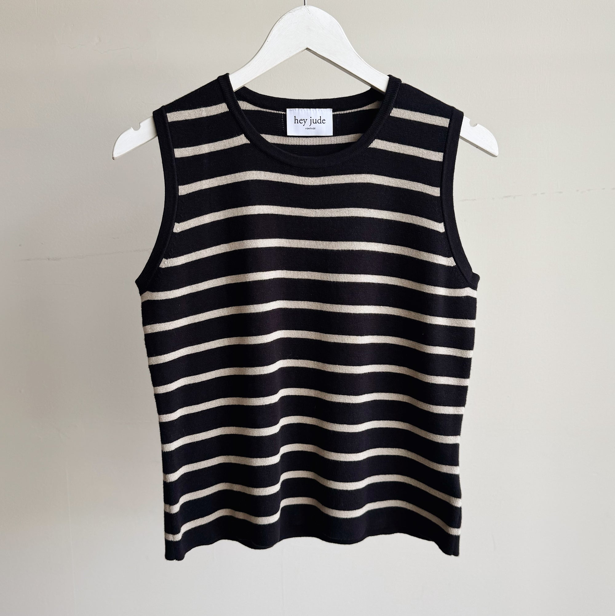 Black and Cream Striped Knit Tank