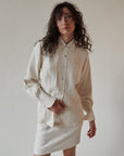 Cream Micro Waffle Silk Blouse