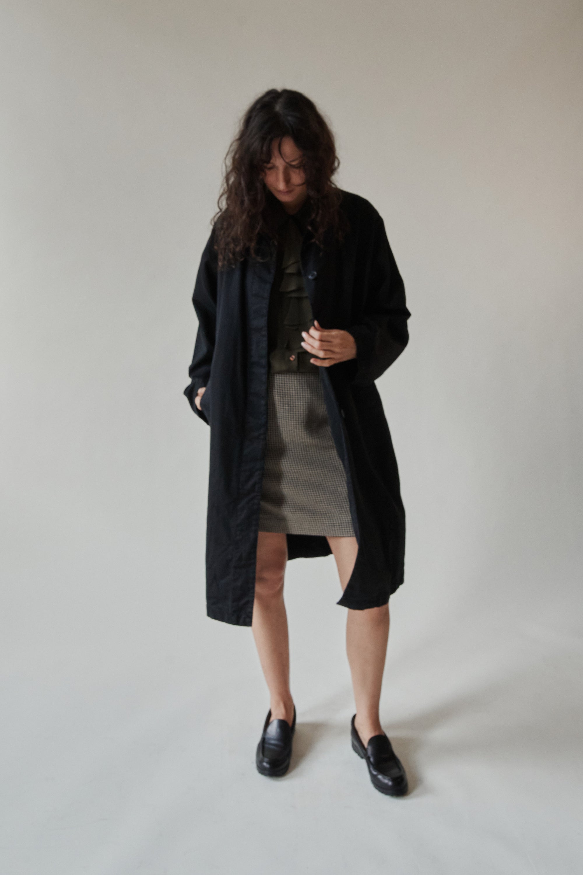 Black Cotton Trench Coat