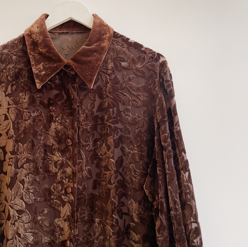 Sepia Silk Velvet Blouse