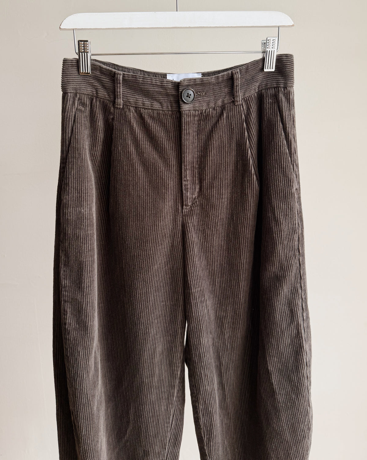 Mushroom Corduroy Barrel Leg Trousers - Hey Jude