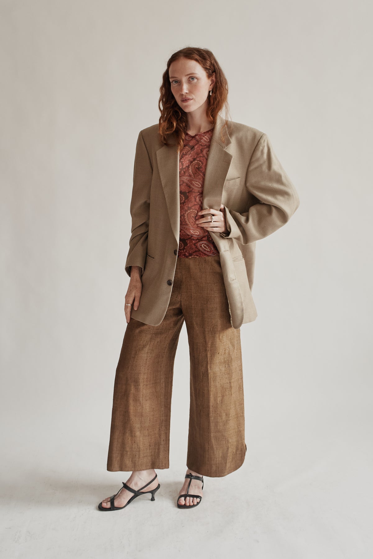Champage Silk + Wool Pin Dot Blazer