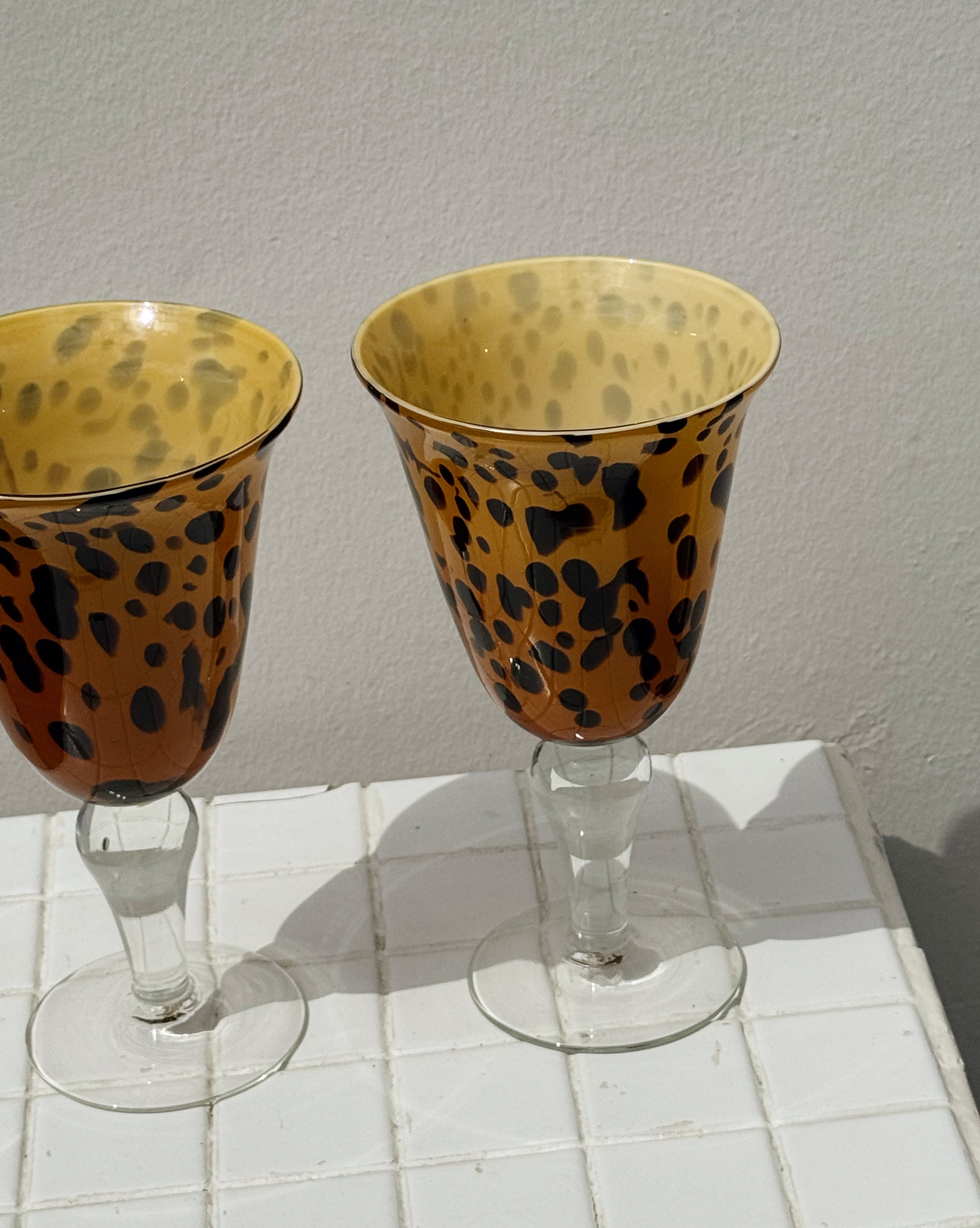 Leopard  Blown Glass Goblets - Hey Jude