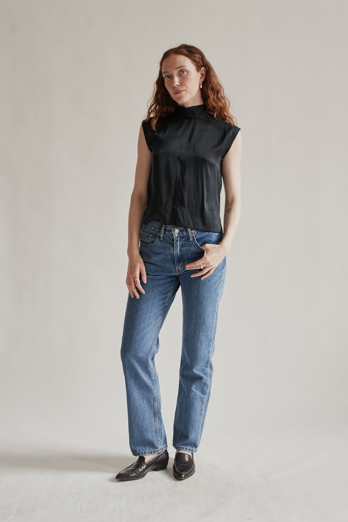 Onyx Boxy Silk Tie Blouse - Hey Jude
