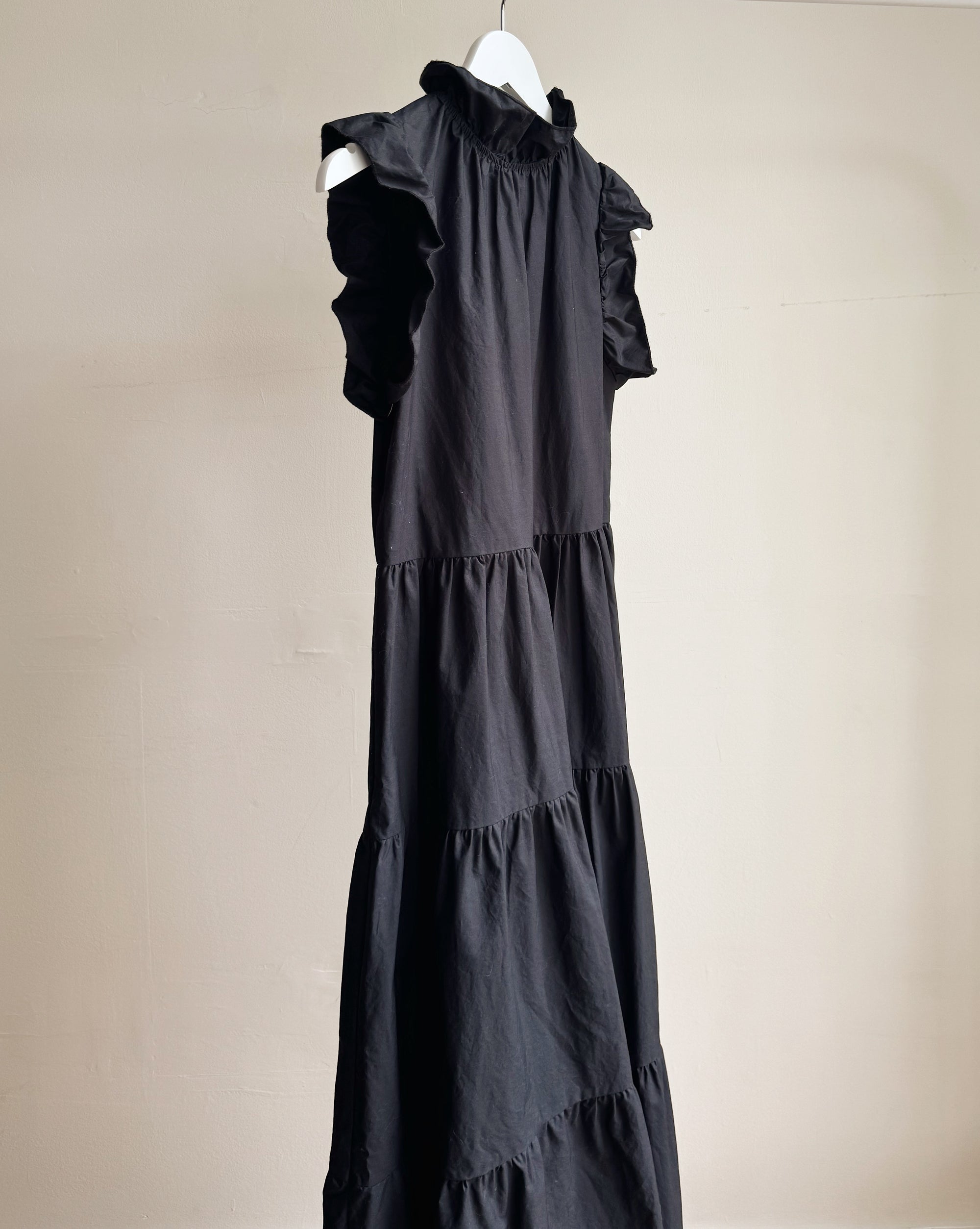 Black Tiered Cotton Maxi Dress