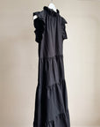 Black Tiered Cotton Maxi Dress
