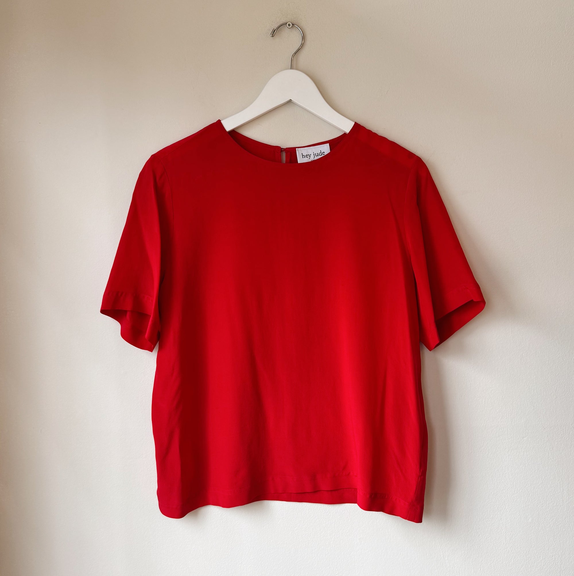 Ruby Red Boxy Silk Tee - Hey Jude