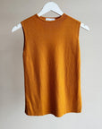 Mustard Sleeveless Knit Mockneck