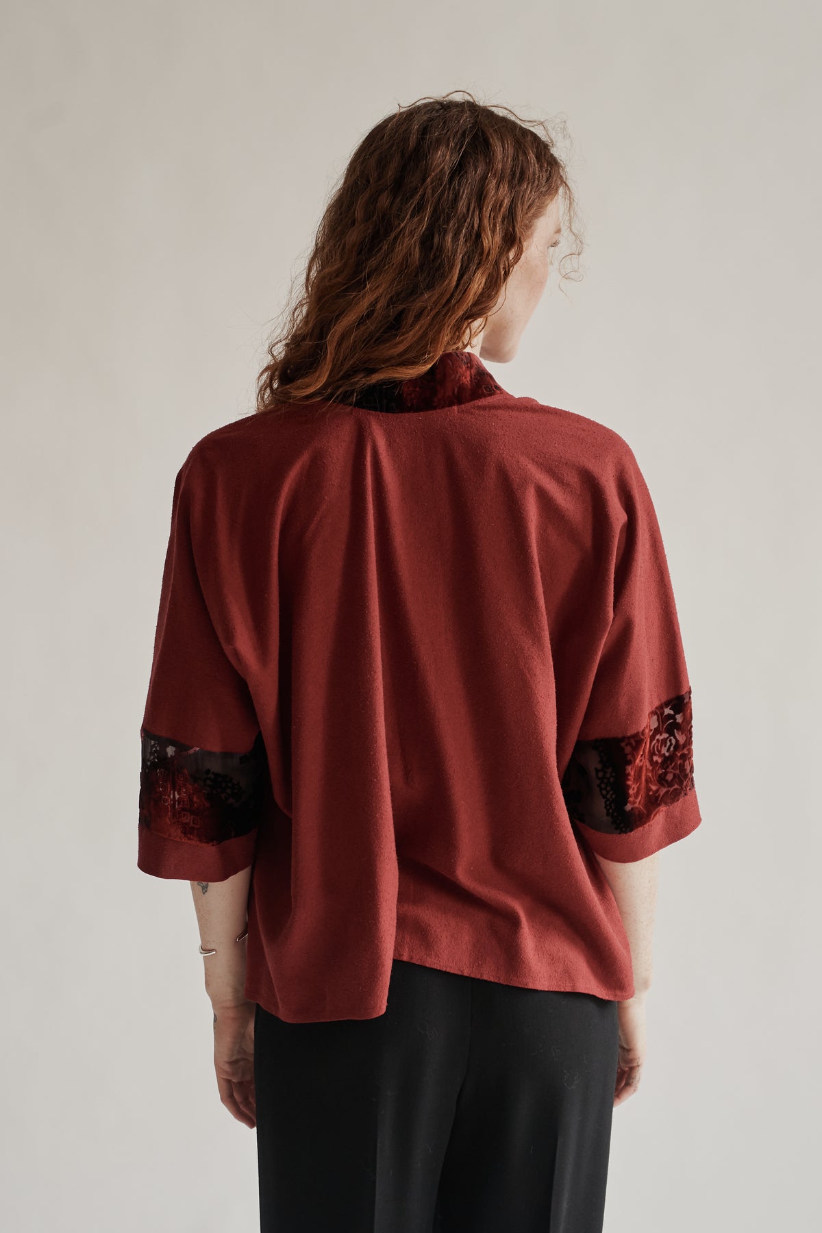 Crimson Raw Silk Robe