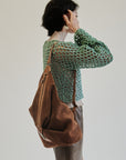 Cognac Suede Leather Sling Backpack - Hey Jude