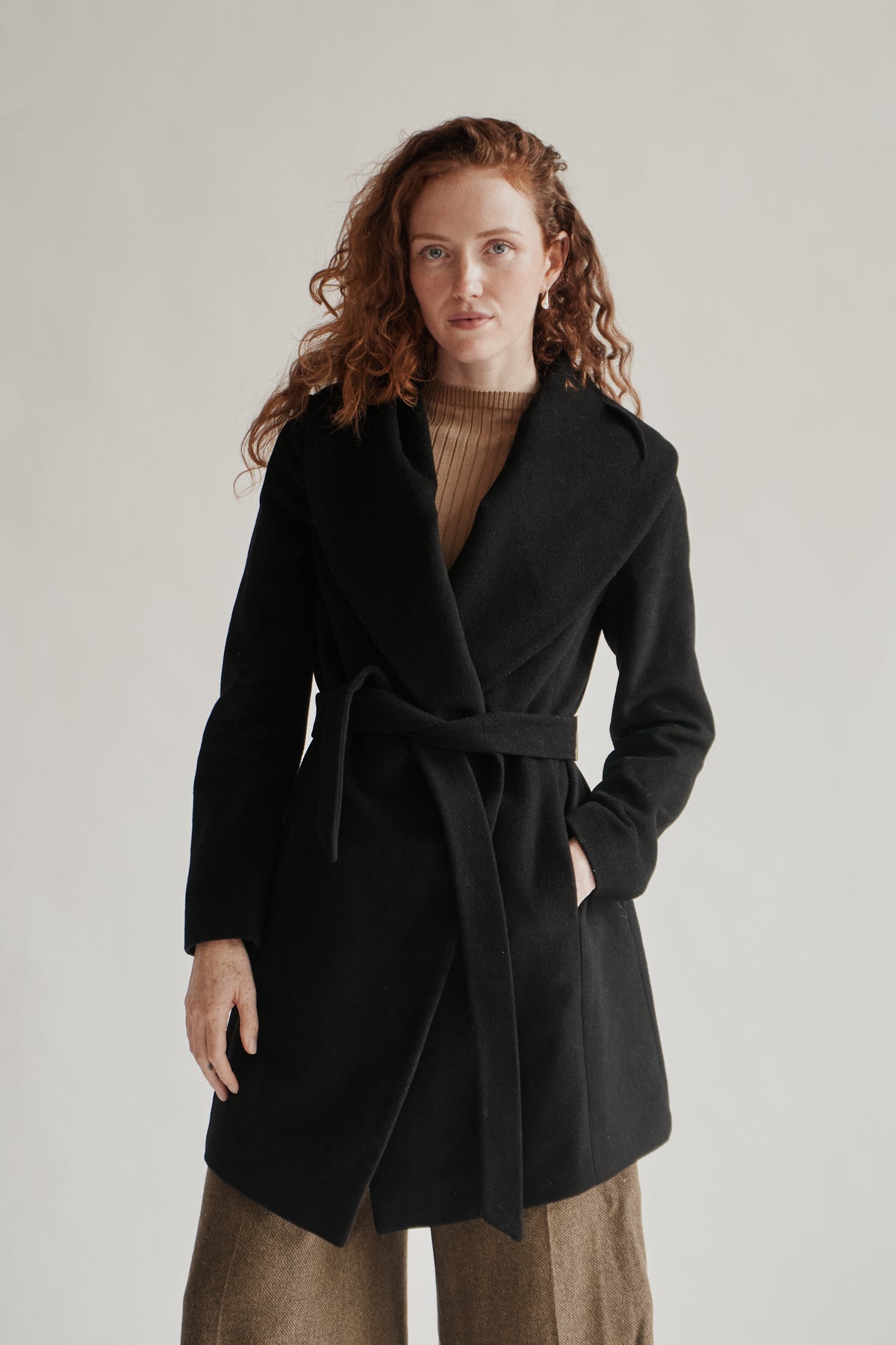 DVF Black Wool Wrap Coat - Hey Jude