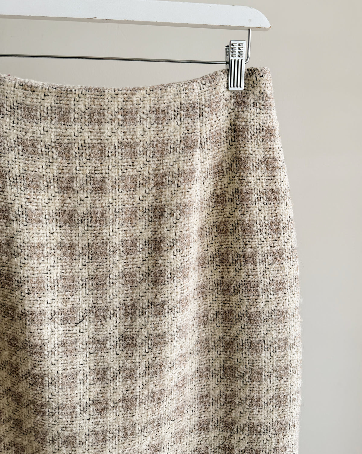 Sand Wool Boucle Plaid Skirt - Hey Jude