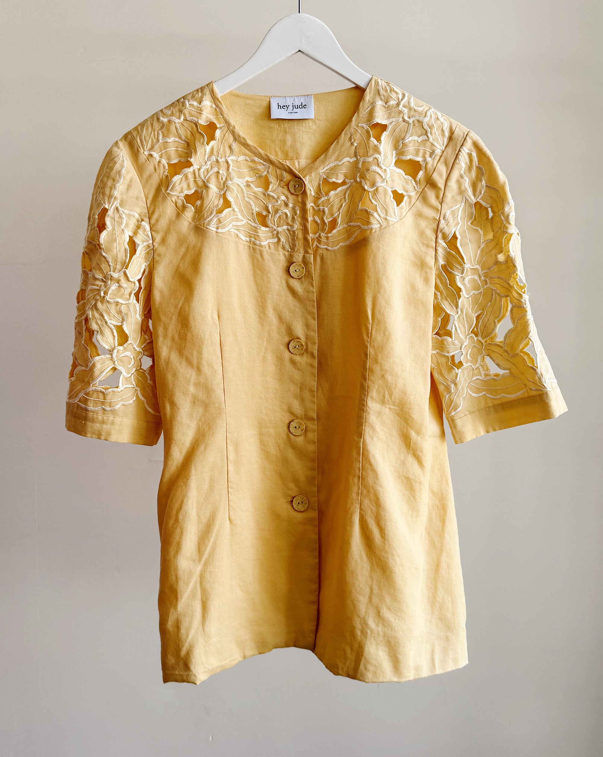 Butter Linen Floral Cutwork Blazer