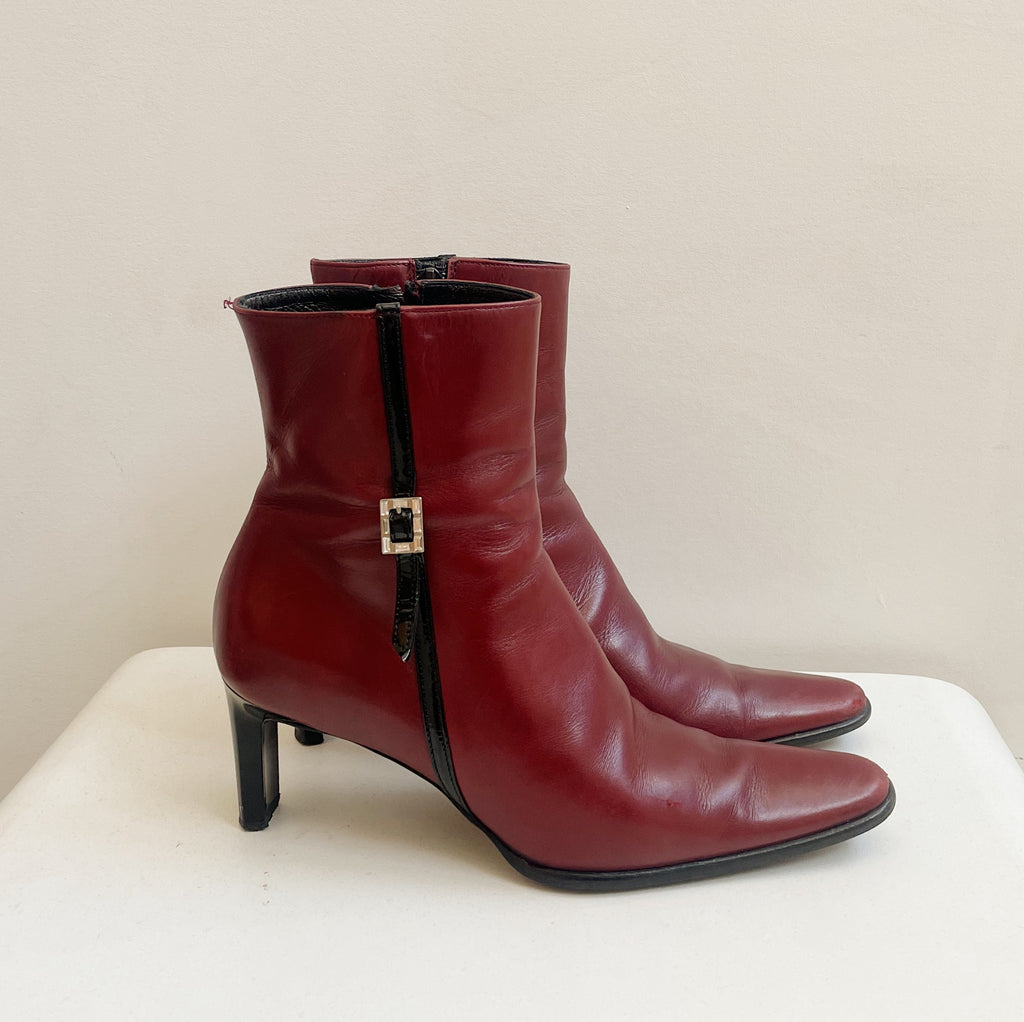 Burgundy Italian Leather Ankle Boots | size 6.5