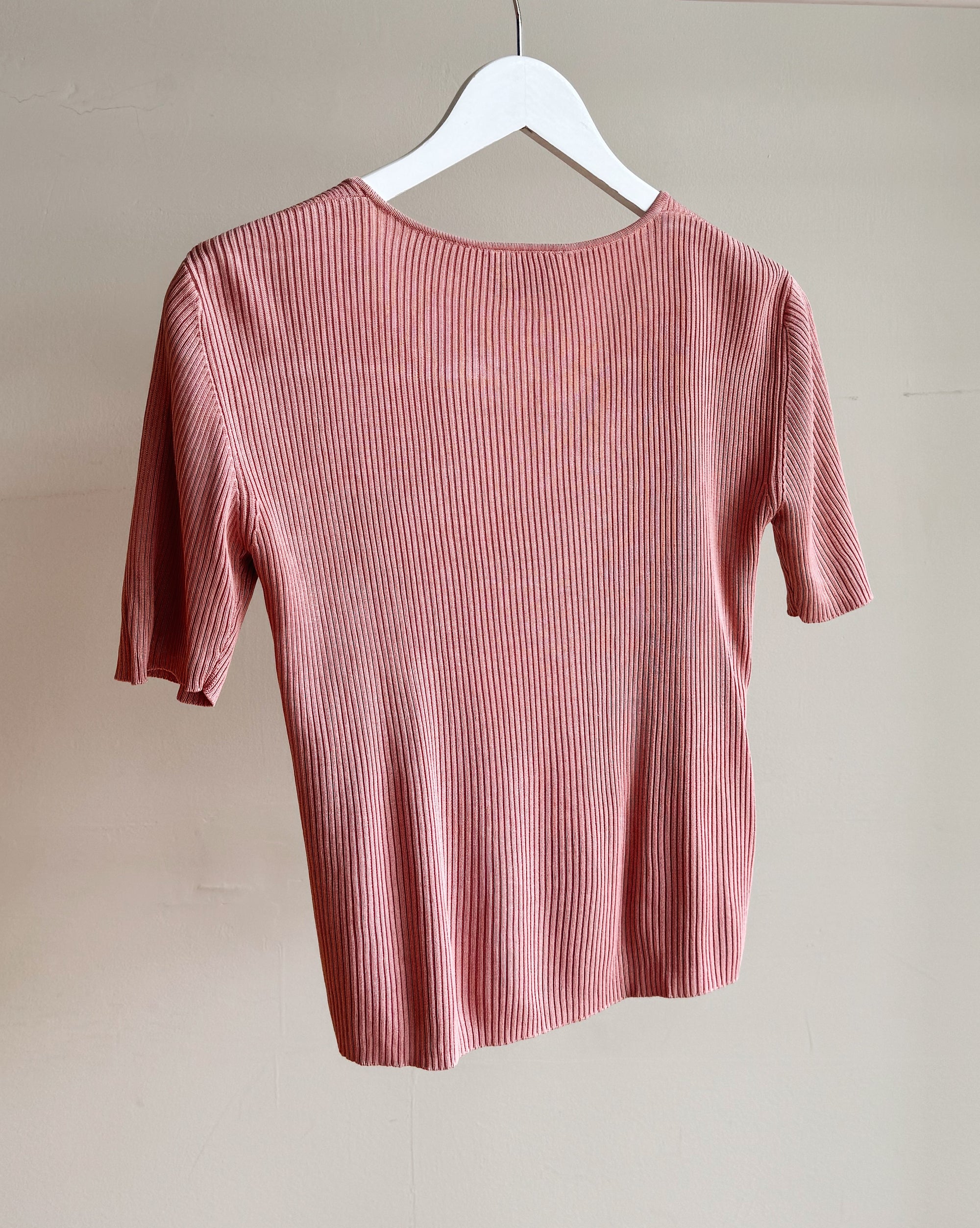 Dusty Pink Silk Ribbed Tee - Hey Jude