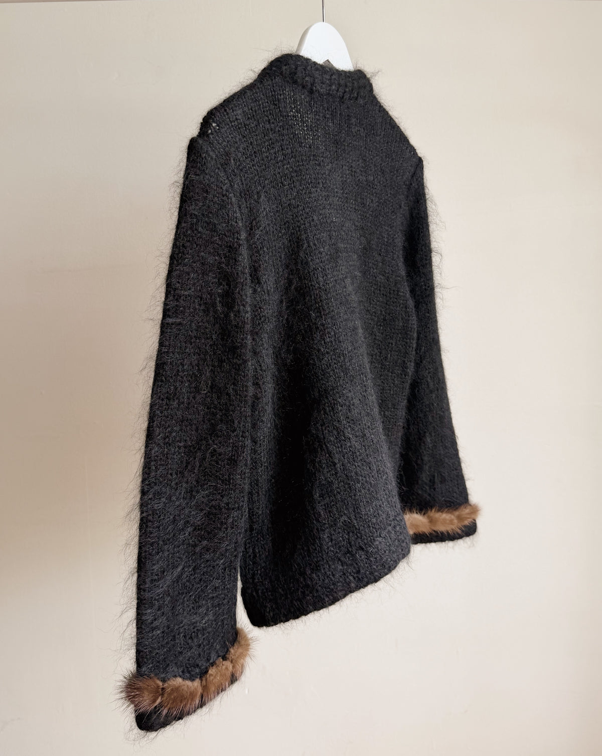 Black Mohair Fur-Trimmed Jacket - Hey Jude