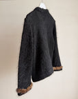 Black Mohair Fur-Trimmed Jacket - Hey Jude