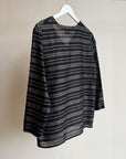 Muted Black Stripe Linen Button Up
