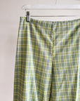 Lime Plaid Straight Leg Trousers