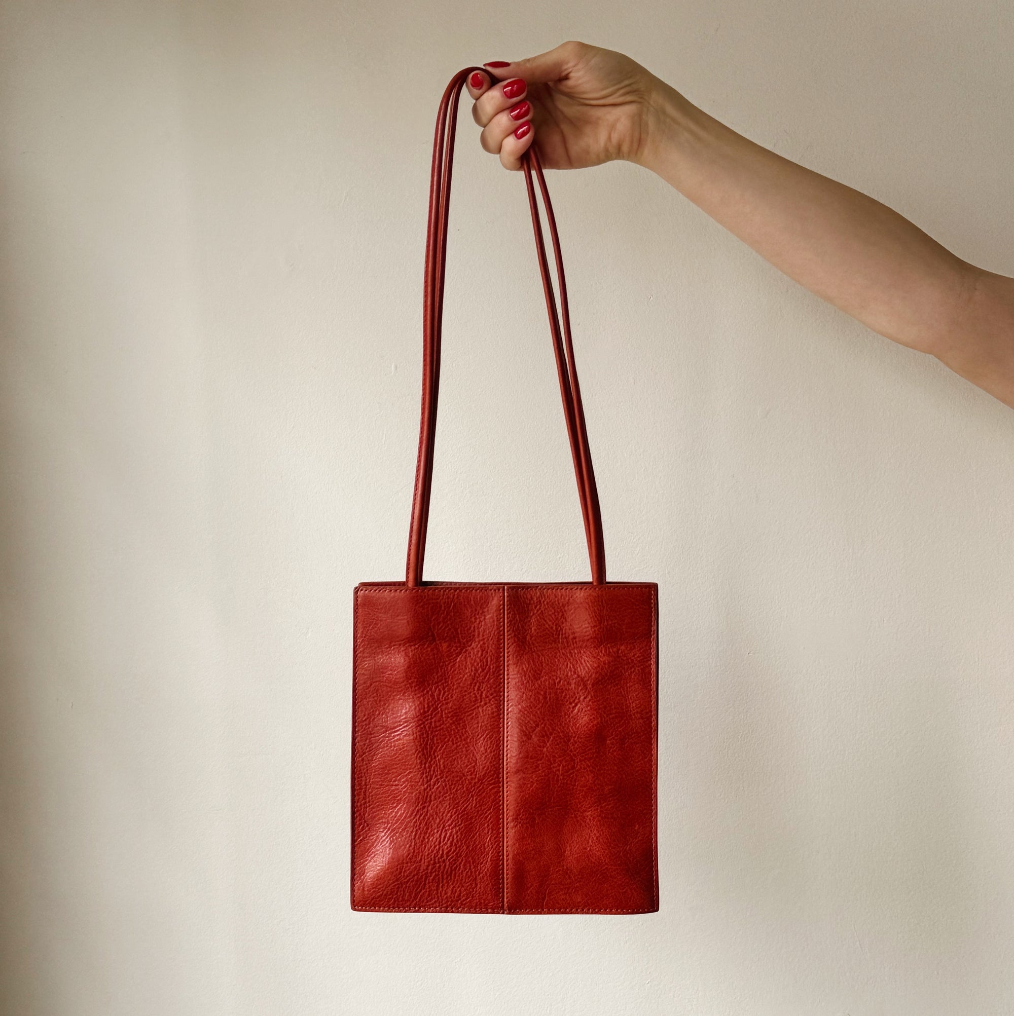 Tomato Leather Slim Should Bag - Hey Jude