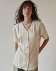 Buttercream Silk Button Blouse
