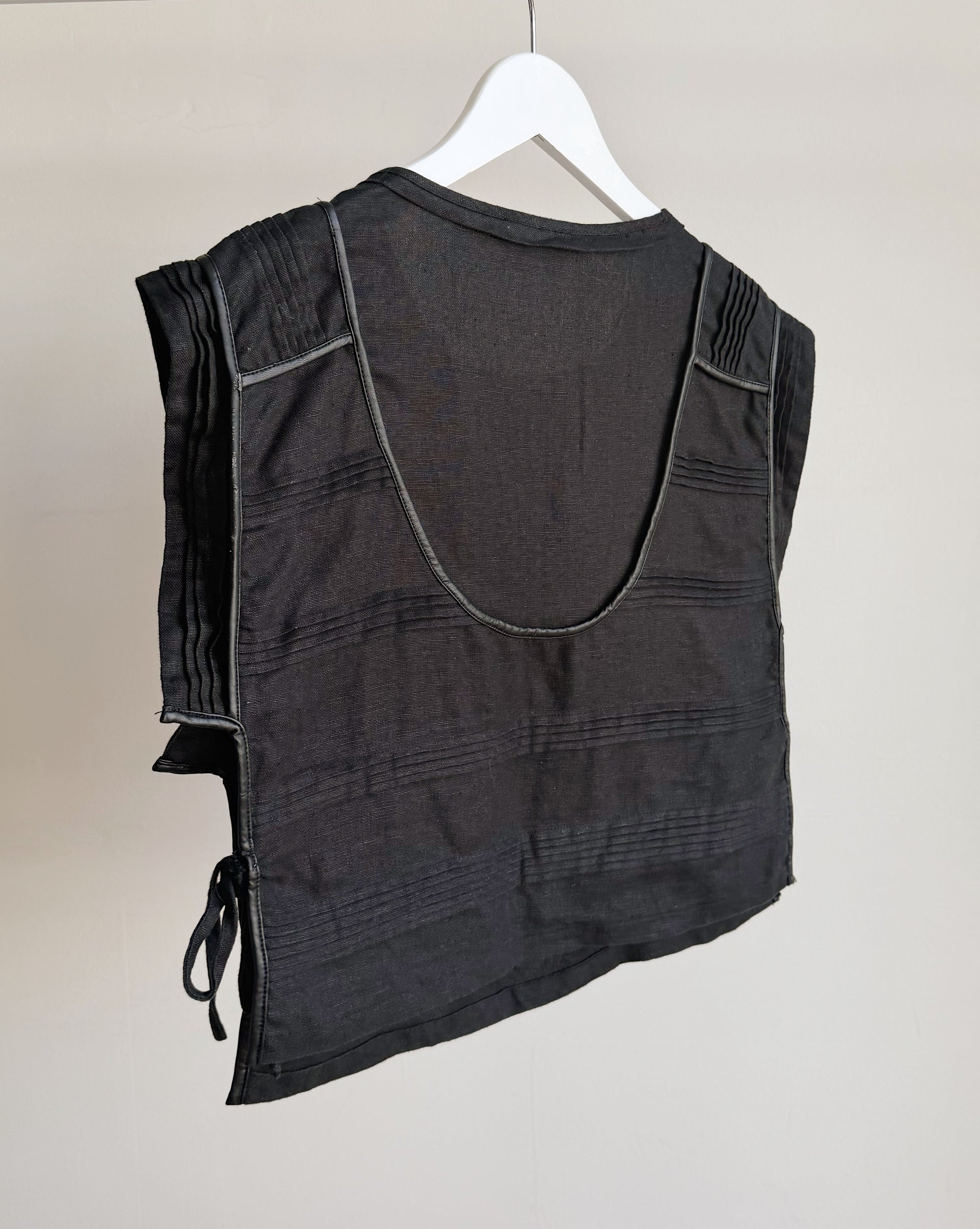 Black Linen Tie Vest
