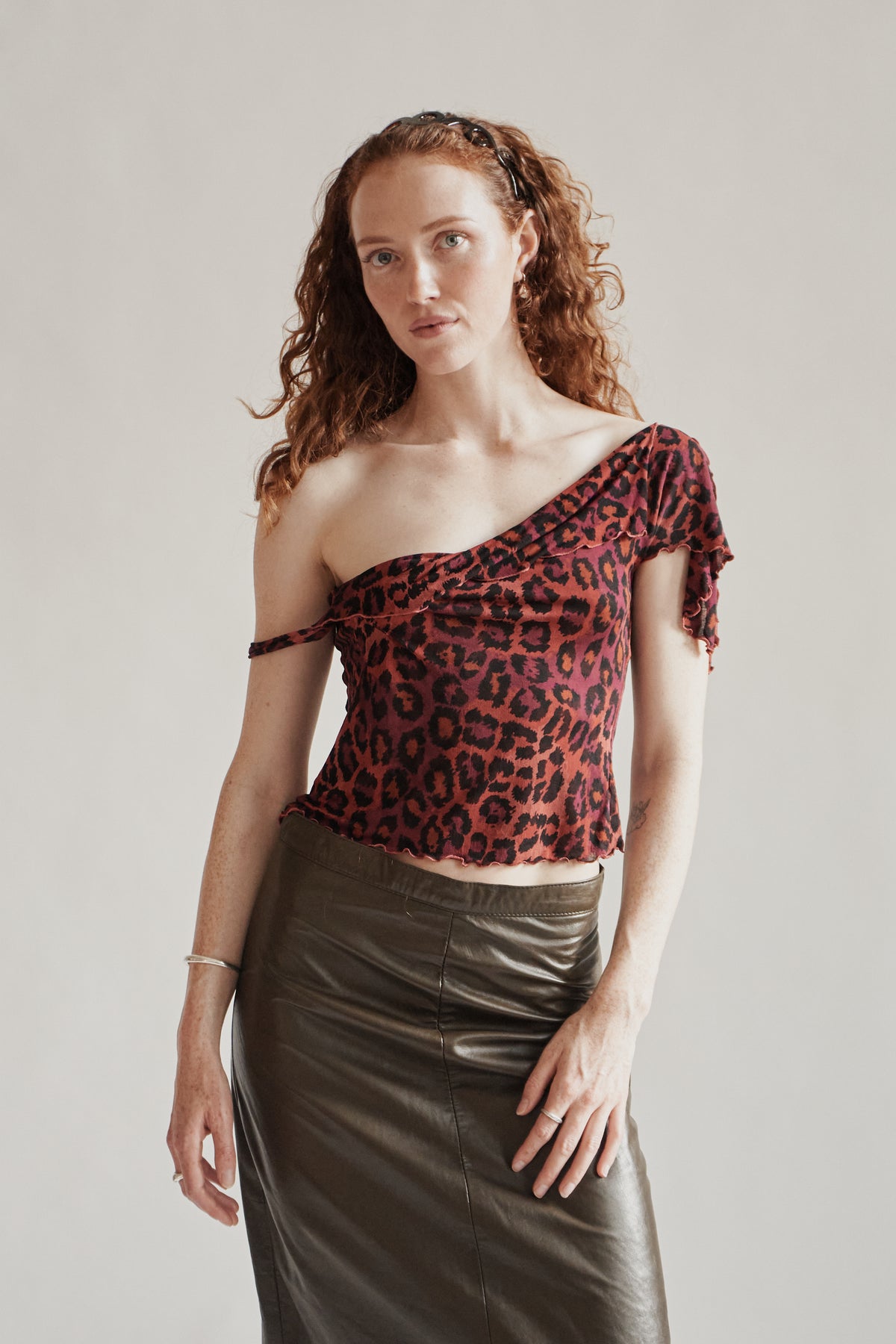 DVF Silk Leopard Draped Top