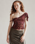 DVF Silk Leopard Draped Top