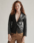 Ebony Tailored Leather Blazer Jacket