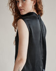 Onyx Boxy Silk Tie Blouse - Hey Jude