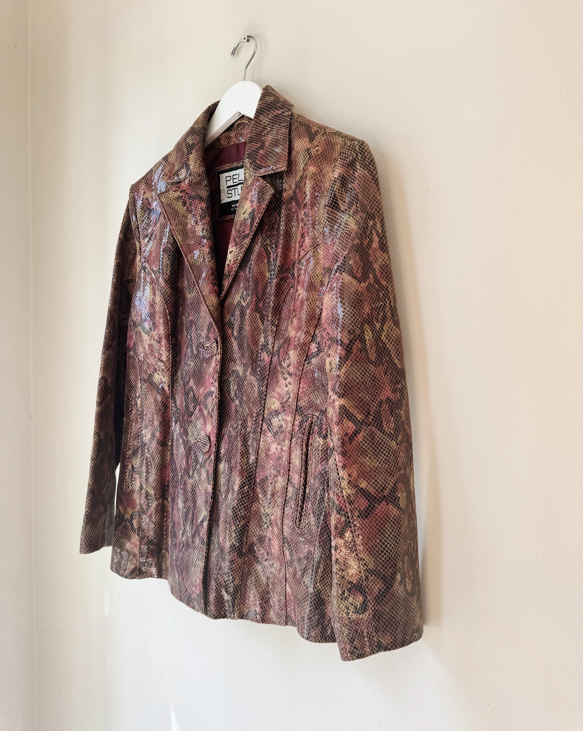 Abstract Snakeskin Leather Blazer