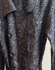 Black Crinkle Textured Trench Coat