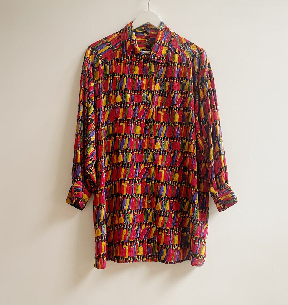 Holiday Silk Tassel Shirt Dress Hey Jude