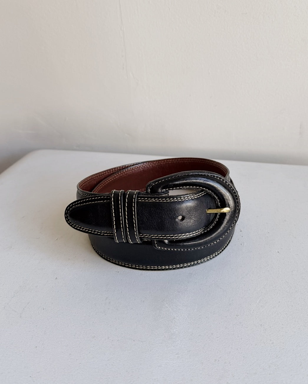 Coach Black Contrast Stitch Belt