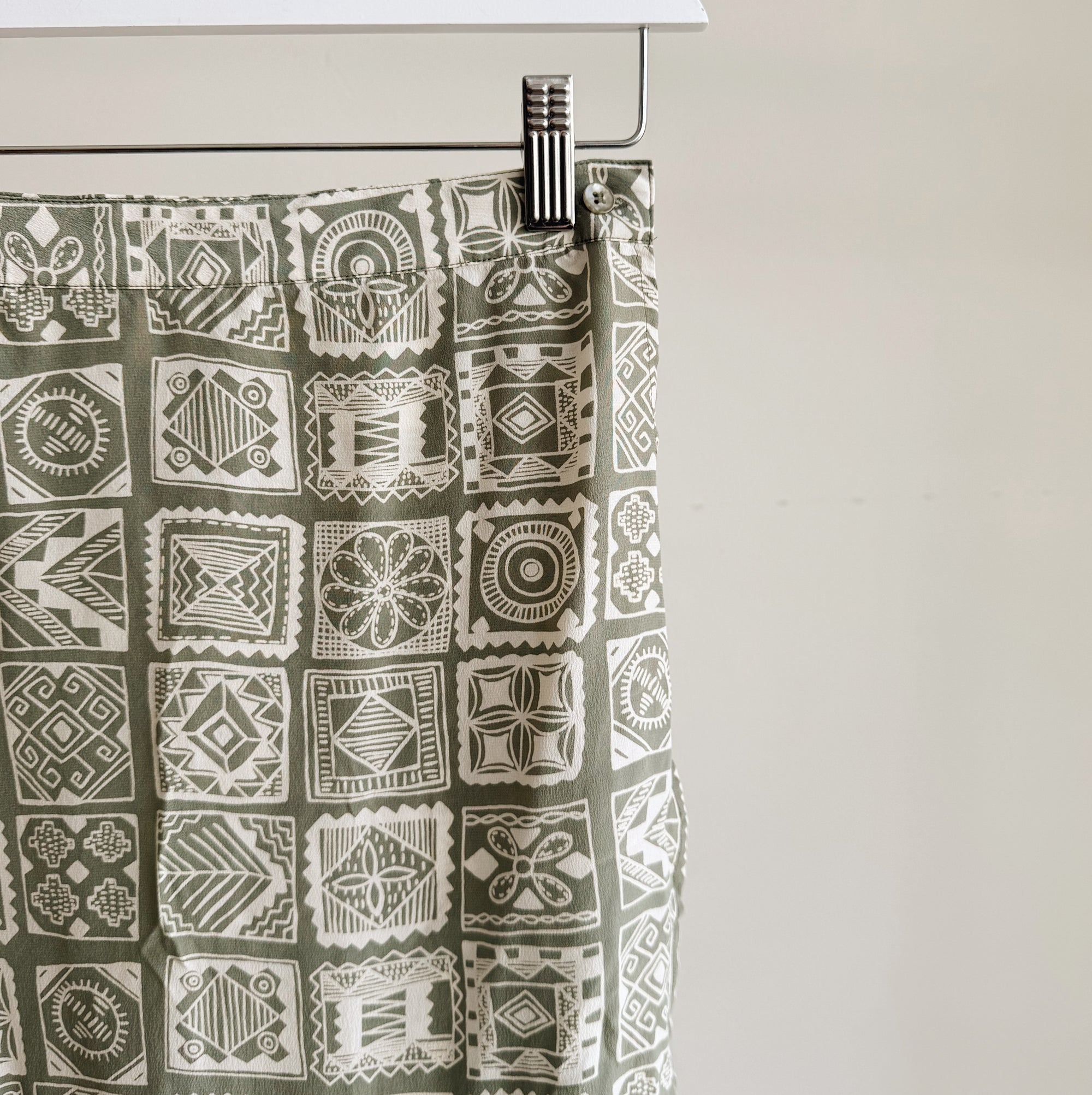 Sage Geometric Wrap Skirt