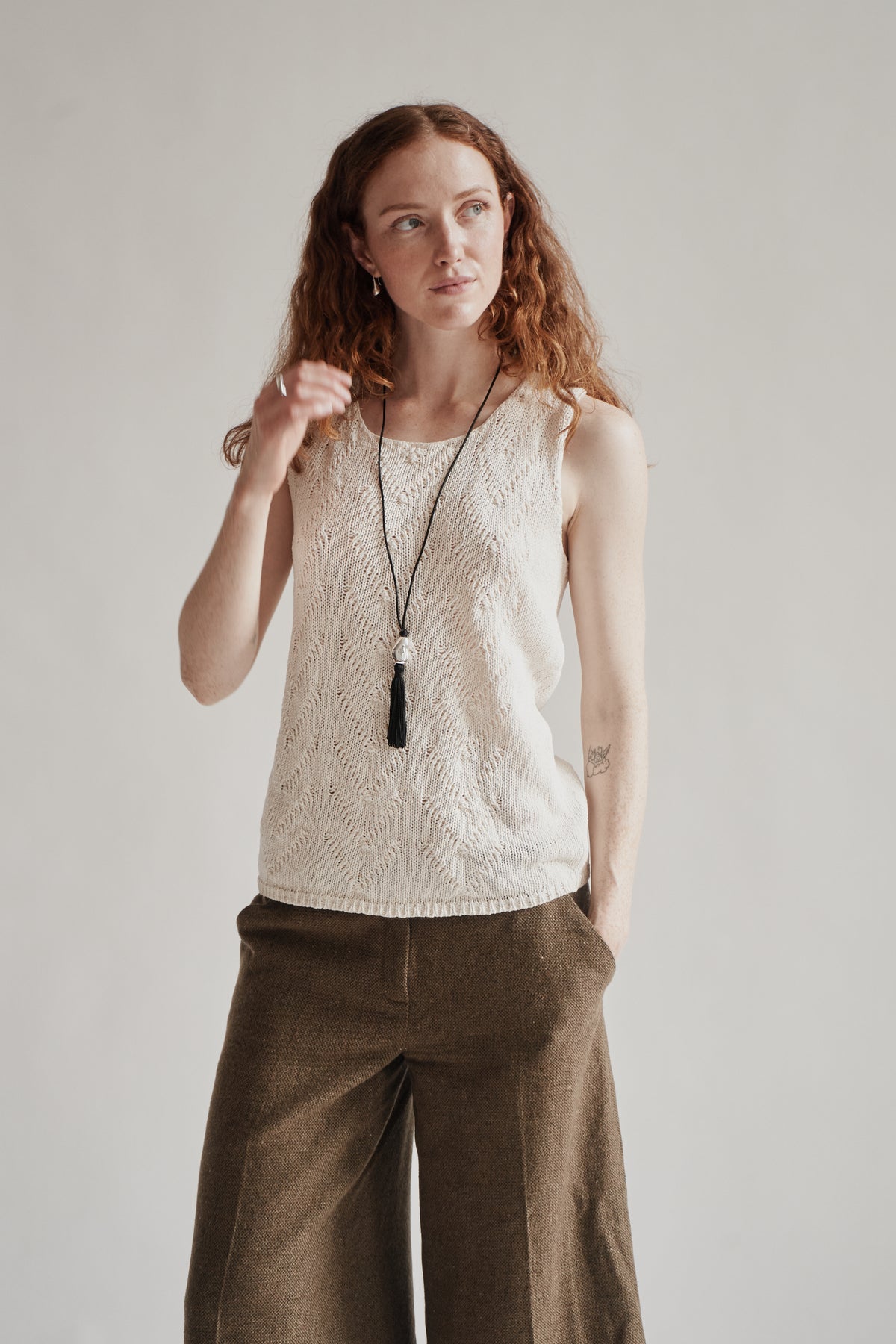 Ivory Knit Linen + Cotton Top