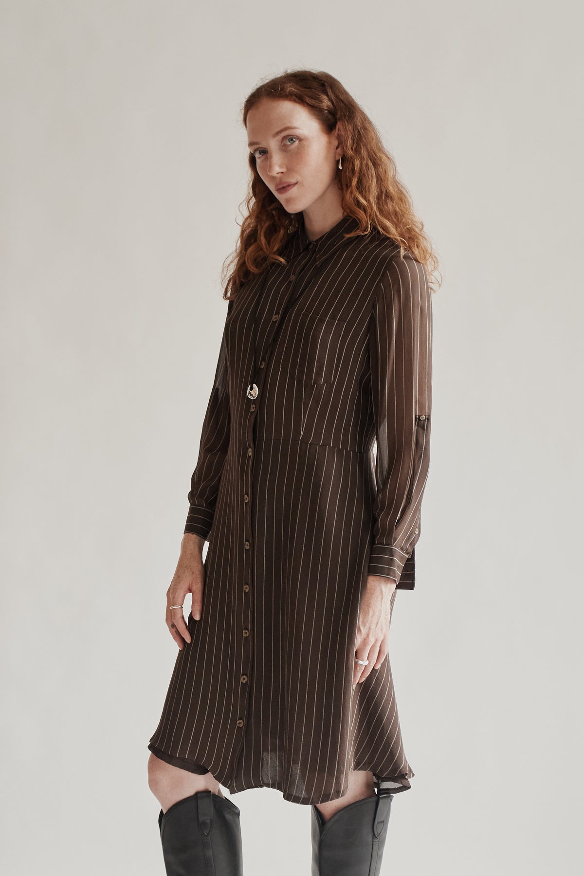 Cedar Striped Silk Shirt Dress