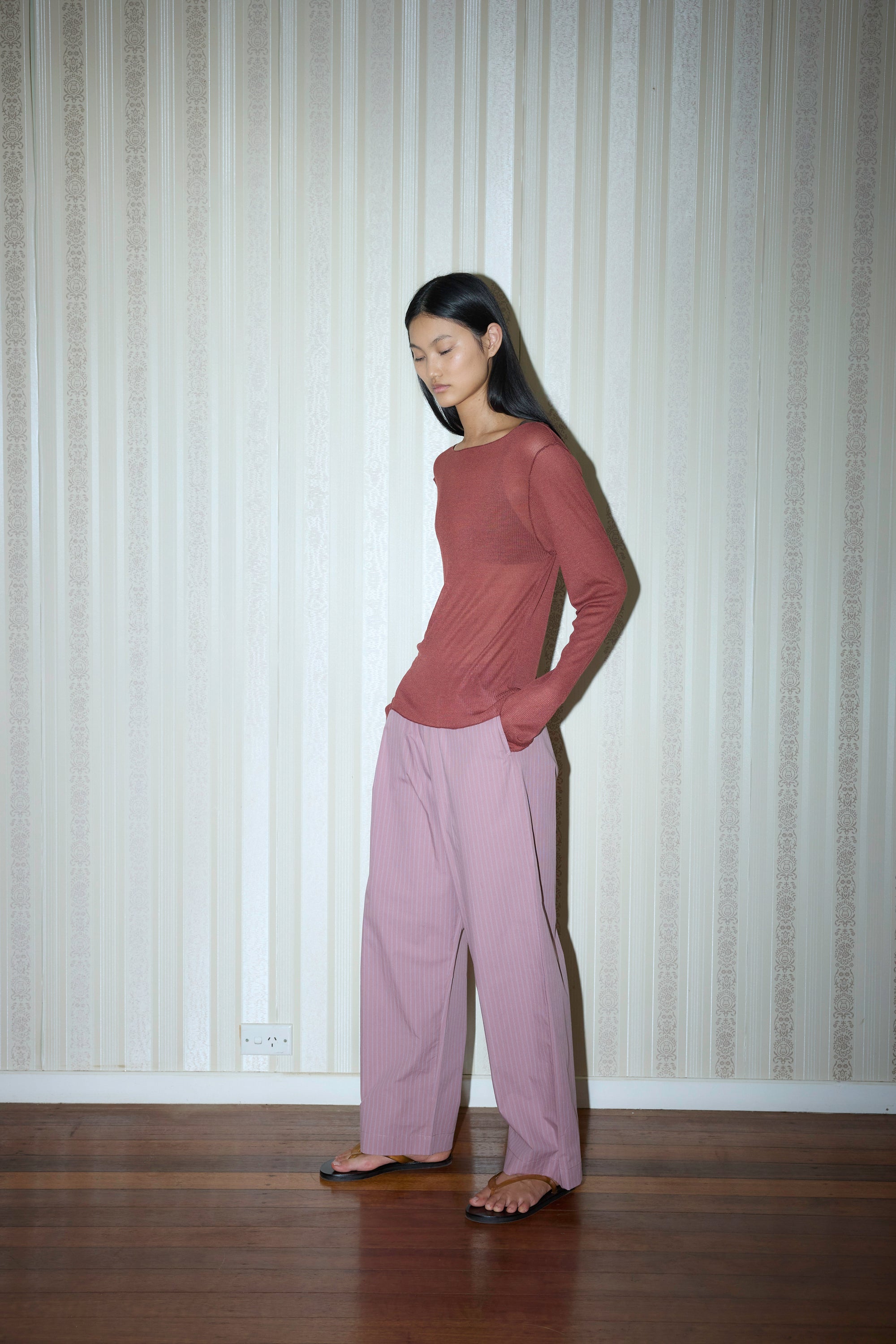Deiji Studios | Ease Trouser in Salt Stripe