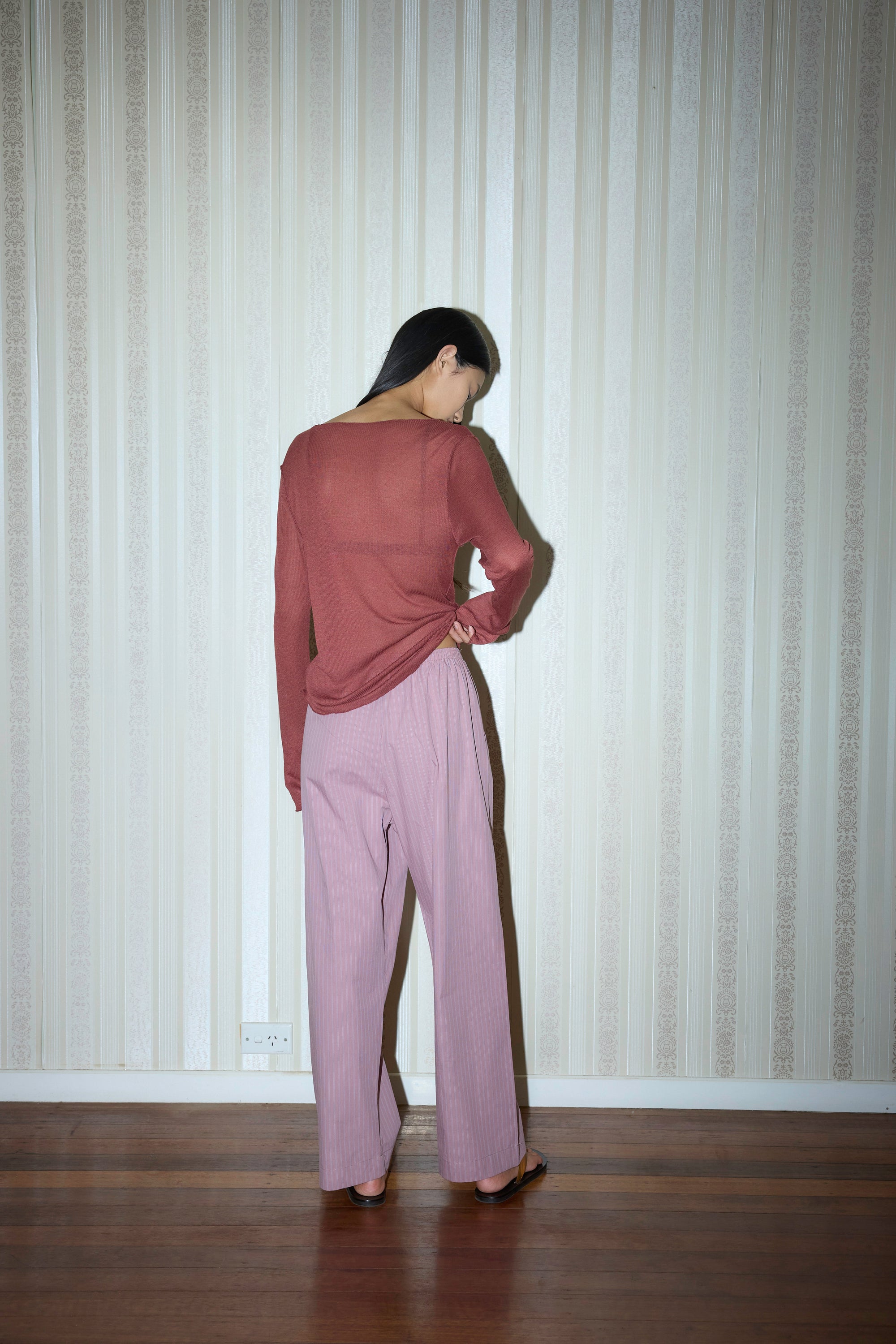 Deiji Studios | Ease Trouser in Salt Stripe