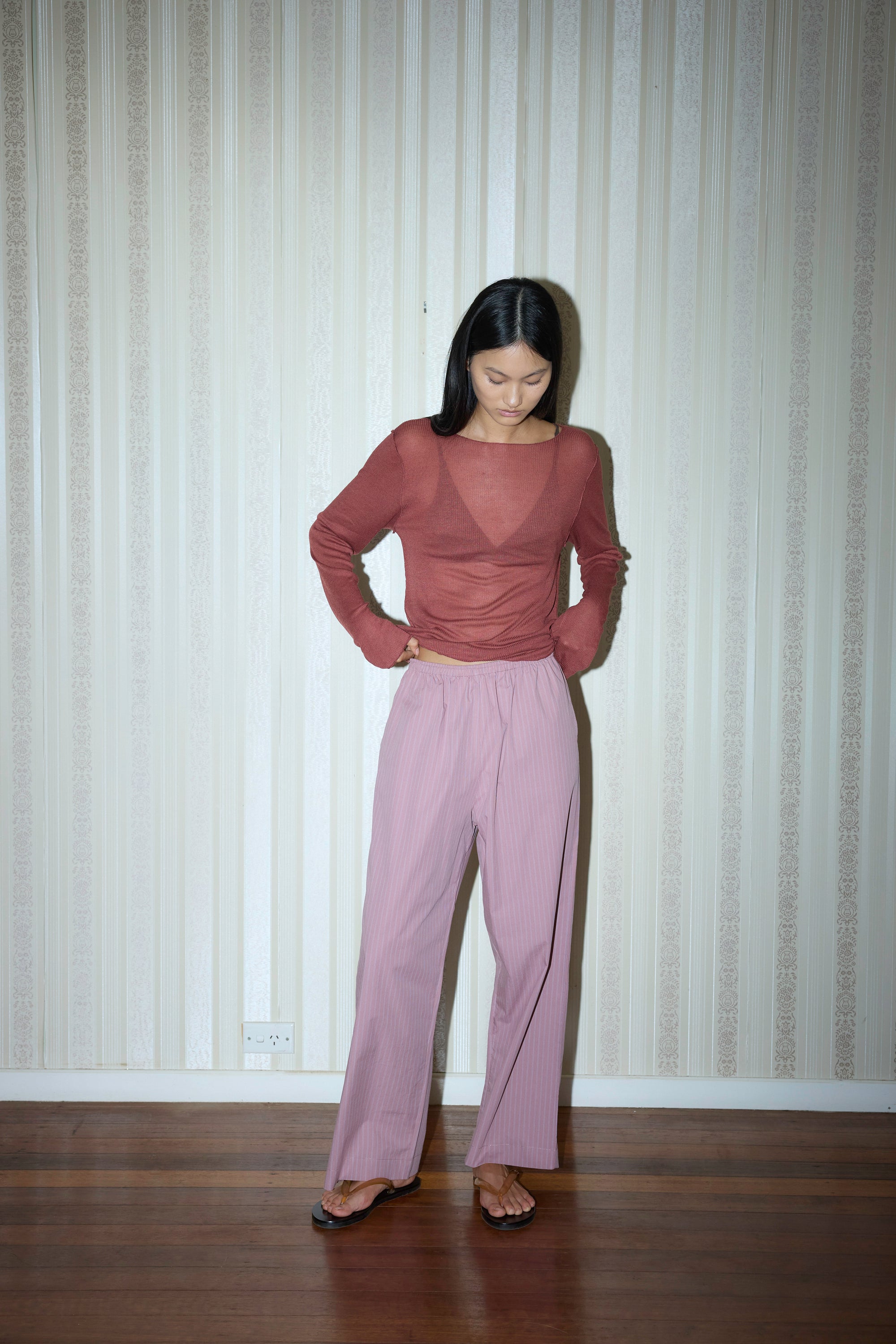 Deiji Studios | Ease Trouser in Salt Stripe