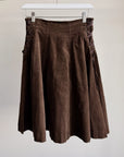 Brown Corduroy Flare Skirt
