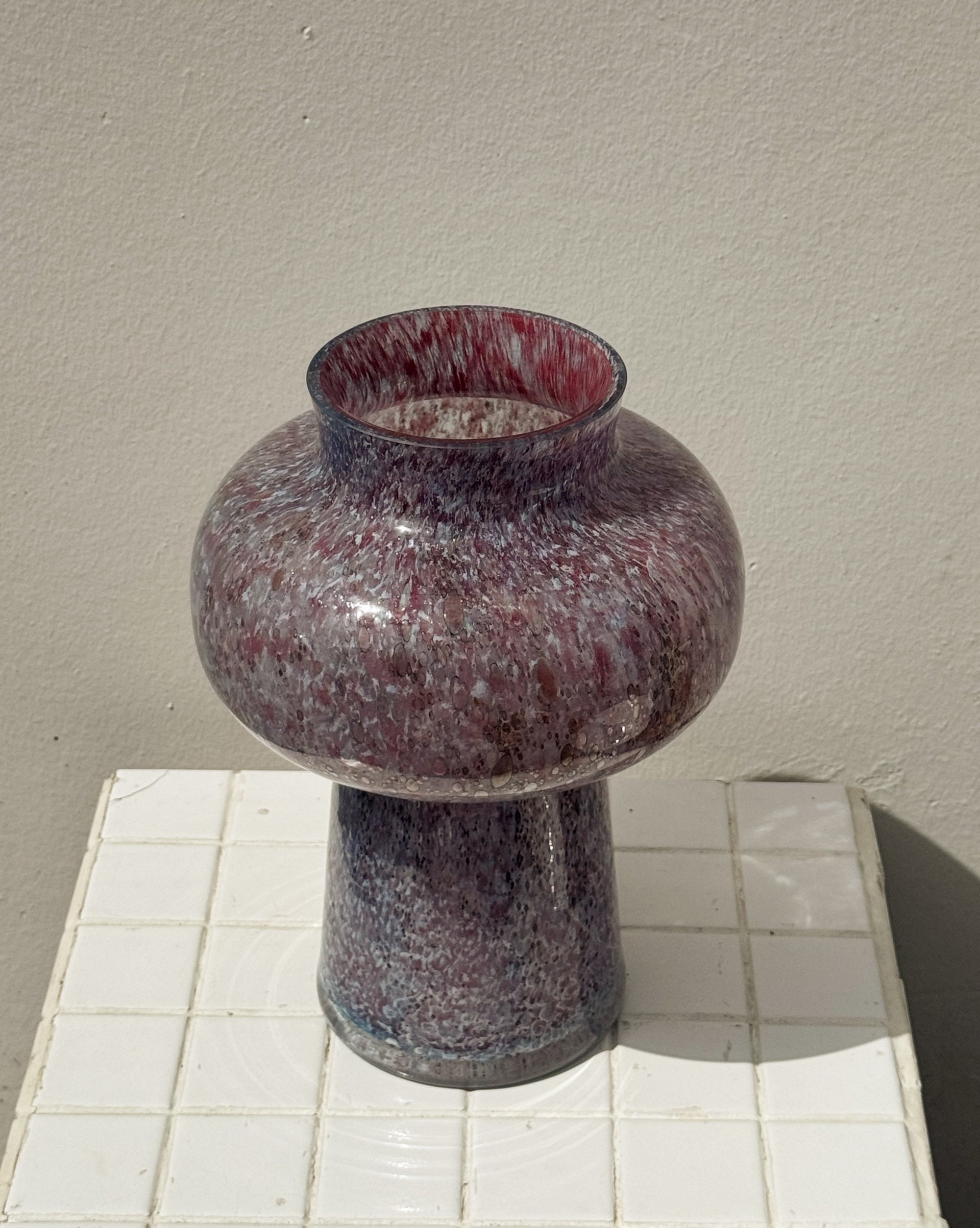 Plum Speckled Art Glass Bulb Vase - Hey Jude