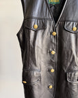 Black Leather Gold Embellished Vest