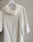 Cream Linen Cowl Neck Top