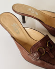 Russet Leather Kitten Heel Mules | Size 8 - Hey Jude