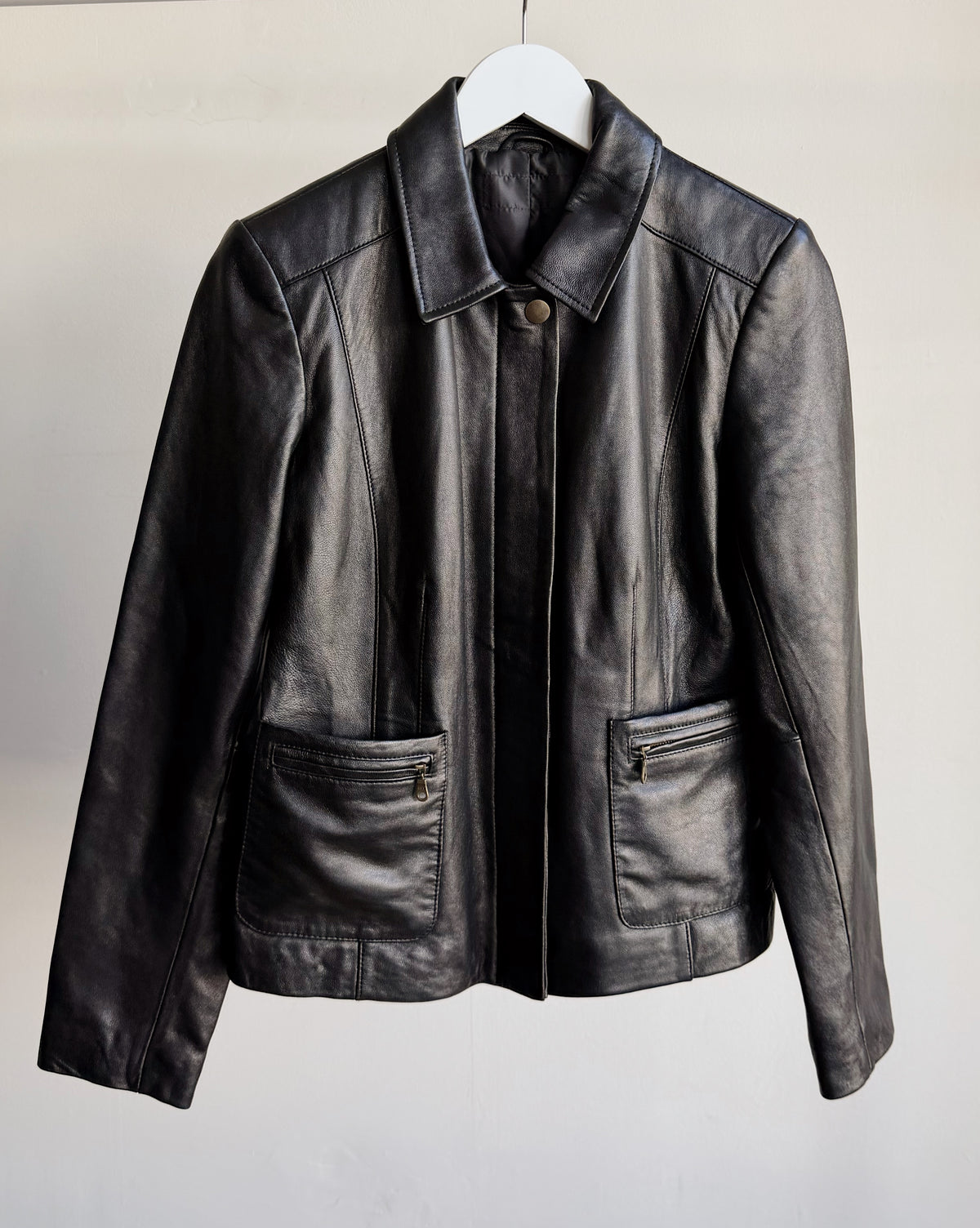 Onyx Zip Up Leather Jacket